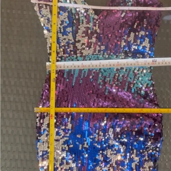 Fashion Nova Purple and Silver Sequin Dress SZ Small - Picture 3 of 14